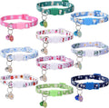 10PC Floral Cat Collar Set with Bells - Breakaway Safety for Kittens and Small Cats (#1)