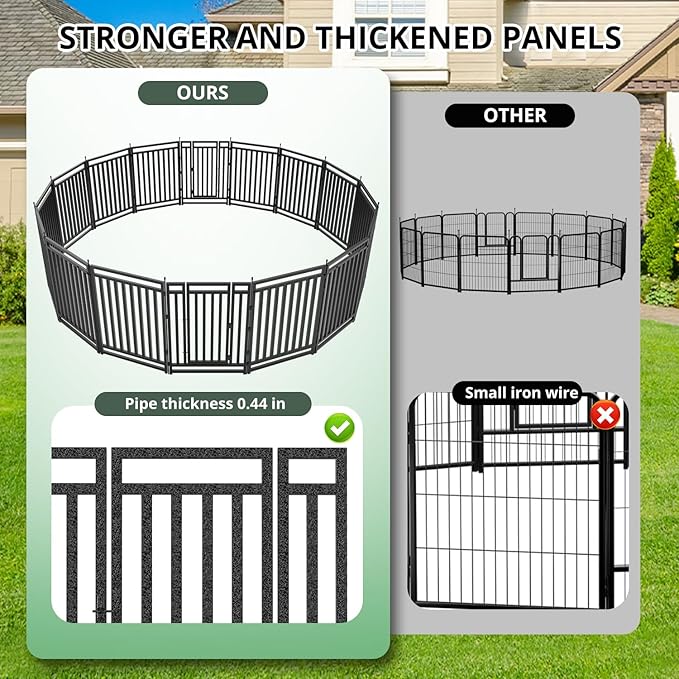 Metal Dog Fence Outdoor for Yard Indoor Dog Playpen 40" Height 24 Panels Portable Puppy Playpen Pet Kennel Crate for RV Camping(Black-Silver)