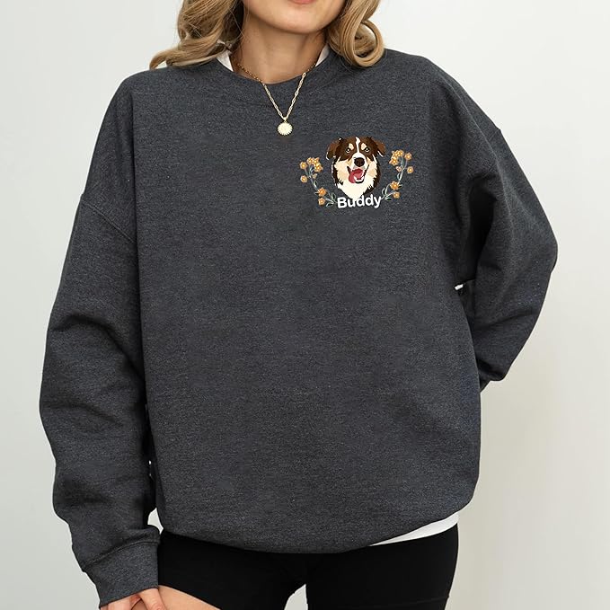 Custom Pet Sweatshirts with Photo and Name, Personalized Dog Sweatshirt, Gifts for Dog Mom, Dad