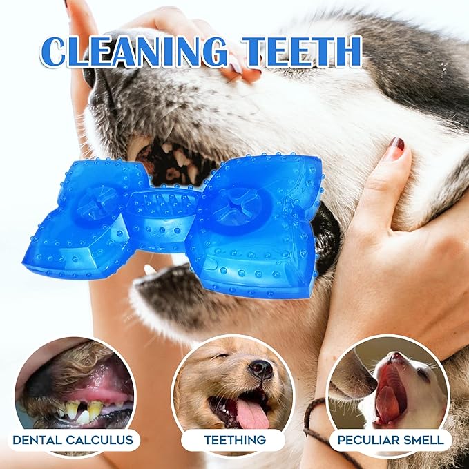 Puppy Chew Toys for Teething, Pack of 2 Freezable Dog Toys, Puppy Teething, Interactive Treat Dispensing, Dog Toys for Small, Medium and Large Breeds, Durable and Safe