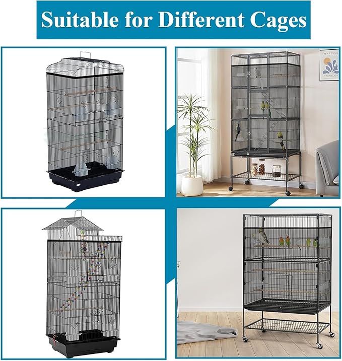 ASOCEA 2Pack Large Bird Cage Seed Cather,Bird Cage Cover Adjustable Soft Airy Skirt Guard for Parrot Parakeet Macaw African Round Square Cages Cover (118 * 31.5in/300 * 80cm) (Black & White)