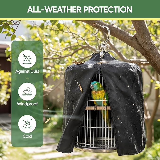 Bird Cage Cover Birdcage Cover Protector Washable Sunproof Dustproof Windproof for Lovebirds Parrot Budgies Home Use Indoor, 38cmx46cm