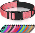Joytale Reflective Dog Collar, Soft Neoprene Padded, Metal D-Ring, Nylon Pet Collar Adjustable for Puppy and Small Dogs, Neon Pink, XS