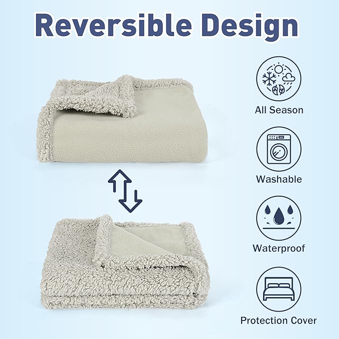 Kritter Planet Waterproof Dog Blanket, Reversible Water Proof Pet Blanket for Couch, Bed & Sofa, Washable Couch Covers for Large Dogs - Protects Furniture from Fur, Dirt, and Accidents