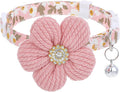 Cat Collars Breakaway Cat Collar with Bells, Rhinestone Flower Kitten Collars with Bell, Floral Pet Collar and Safety Buckle for Cats and Puppy Dog, 7.09-11.81inch (Pink)