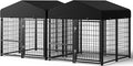 2PCS Dog Kennel Outdoor, Outside Dog Kennel with Roof & Removable Doggy Door Allow Connecting Your Dog House, Square Pet Enclosure Dog Run Yard for Medium/Small Dogs(4'Lx4'Wx4.6'H)