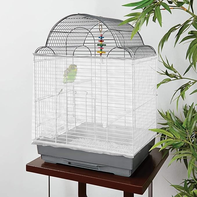 Bird Cage Cover 2 Pcs Universal Bird Cage Seed Catcher Parrot Nylon Mesh Net Cover Stretchy Mesh Skirt Covers for Round Square Cages