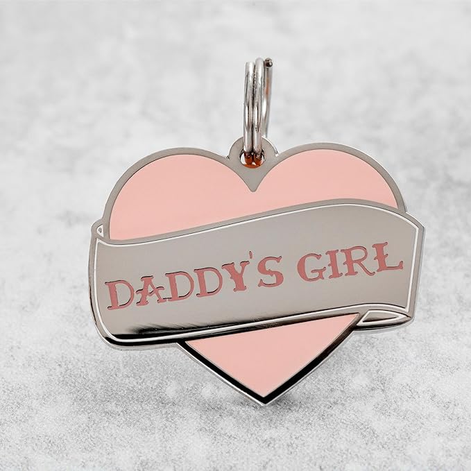 Two Tails Pet Company Personalized 'Daddy's Girl' Pet ID Tag & Collar Charm - Custom Engraved Dog Tags for Pets - Luxury Brass, Gold Plating