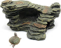 Turtle Basking Platform Shale Scape Step Ledge, Reptile Ladder Resting Terrace Aquarium Decor, Great for Reptiles, Amphibians, Frogs, Small Turtle