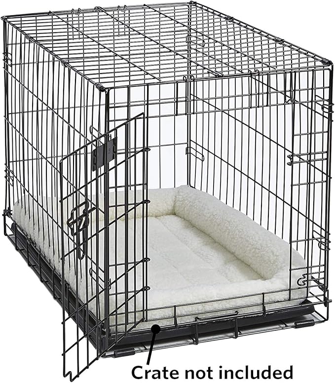 MidWest Homes for Pets QuietTime Dog Bed – White Fleece Bolster, Ultra-Soft and Machine Washable, Fits 42-Inch Crates and Carriers, for Large Breed Dogs