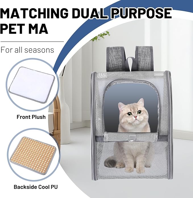 Breathable cat Backpack - Lightweight, Foldable & Escape-Proof Design for Small Dogs & Cats, Air Travel Approved,cat Backpack Carrier，Travel, and Daily Use pet Carrier