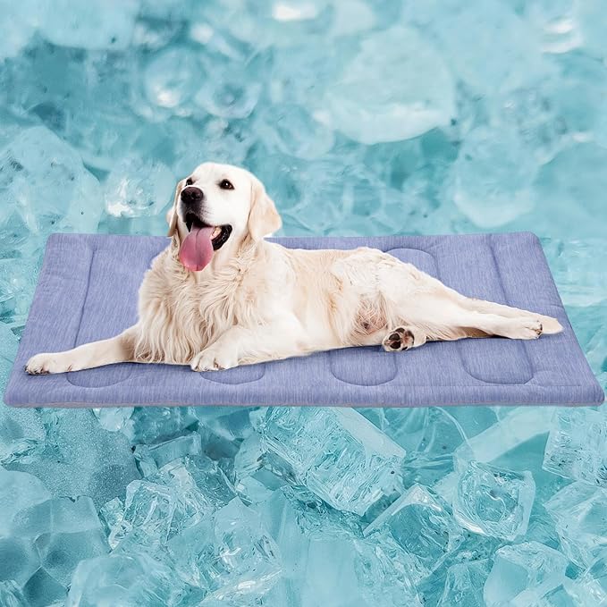Cooling Mat for Large Dogs - Double-Sided Waterproof & Cool, Q-MAX>0.47, Portable Dog Cooling Mat for Summer. (L - 35.5''x23.6'')