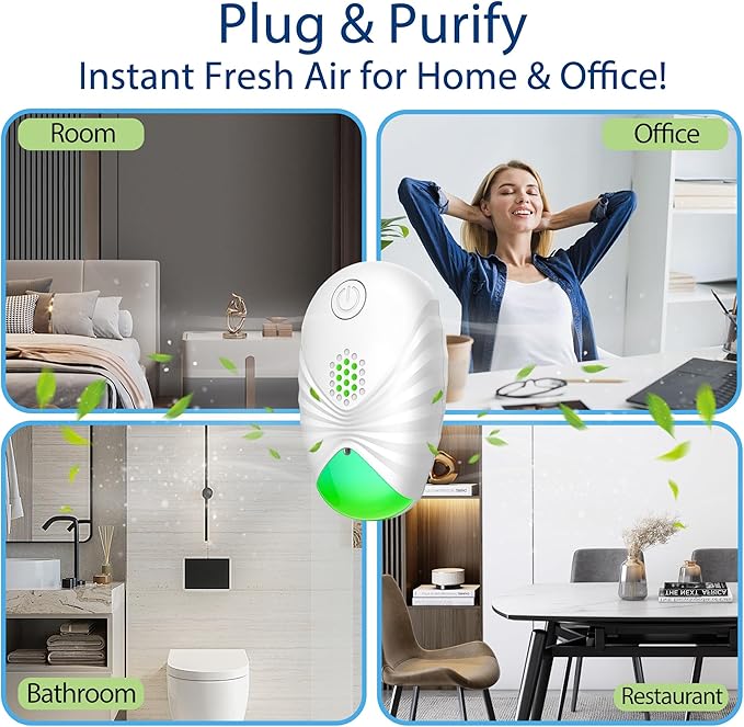 Air Purifiers for Home (4-Pack),Plug-in Air Purifier with Negative Ion Technology, Quiet Odor Eliminator for Smoke, Pets, Kitchen, Bathroom, Dust, and More