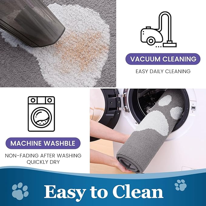 Buganda Dog Door Mat for Muddy Paws, Absorbent Dirt Trapper Washable Indoor Doormats, Non Slip Low-Profile Mud Mat for Dogs, Front Entrance Doormat for Inside Floor (47x24 Inches, Light Grey)