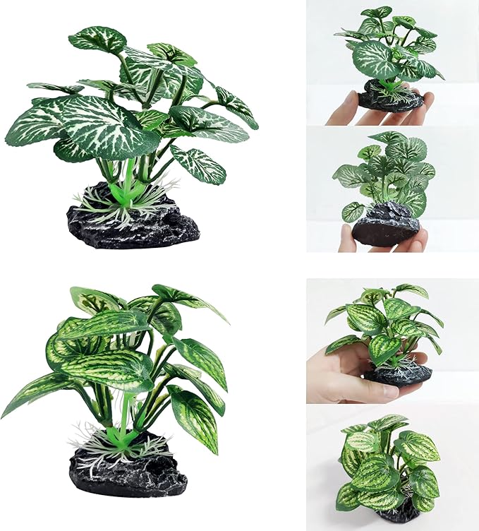 4PCS Aquarium Plants Betta Fish Tank Decorations Small Size Soft Faux Silk Aquarium for Hiding Fish Reptil