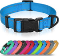 Joytale Reflective Dog Collar, Adjustable Nylon Pet Collar with Quick-Release Buckle for Medium Dogs, Sky Blue, M