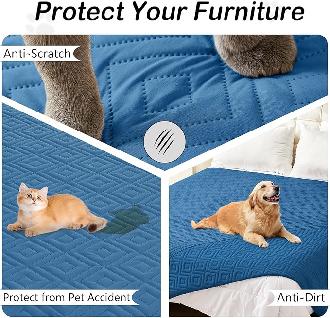 hyha Waterproof Dog Blanket, Soft Dog Bed Cover Pet Blankets, Waterproof Sofa Couch Cover for Dogs Washable, Reversible Pet Couch Covers for Sofa Furniture (52x82 Inch, Navy Blue/Navy Blue)