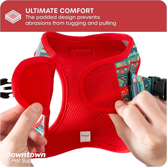 Downtown Pet Supply Step-in Dog Harness – No Pull, Adjustable Padded Mesh with Reflective Trim, Secure Buckle Strap – Comfortable & Breathable Small Dog Harness, Large, Tribal