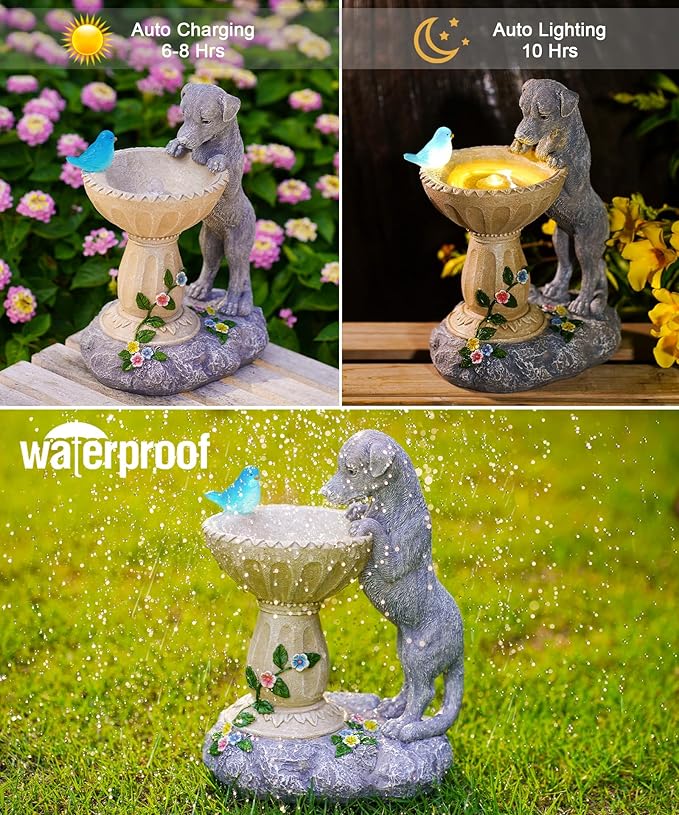 Nacome Solar Dog Garden Statues: Outdoor Decor Ornaments for Outside Decorations Lawn Porch Yard Art Patio Balcony - Birthday Gifts for Mom Grandma Women Lover