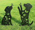 Metal Dog Garden Decor for Outside (2 Pack), 17" Puppy Decorative Garden Stakes, Black Dog Silhouette Outdoor Dog Decor, Dog Yard Art, Weather Resistant Steel Dog Yard Decor for Dog Lovers