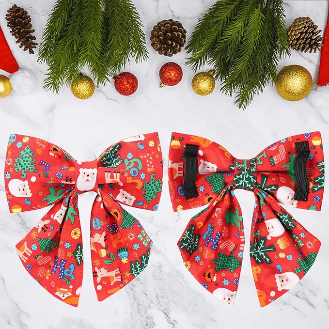 Christmas Dog Collar with Bow Tie, Christmas Collar for Puppy Girl Boy Dog or Cat, Bowtie Dogs Collars with Durable Metal Buckle, Cute Pet Collars, XS