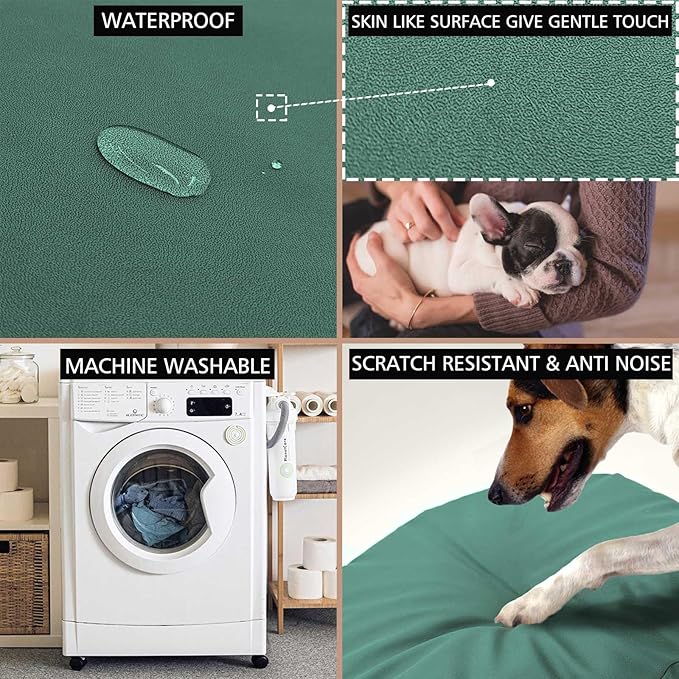 Dog Bed Cover Waterproof Replacement Machine Washable Covers for 47x29 Inch Dog Bed Heavy Duty Scratch Resistant Mattress Protector Pet Bed Cover Only Dark Green