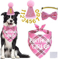 STMK Dog Birthday Outfits, Multi Size Dog Birthday Hat Dog Birthday Girl Bandana Bow Tie Birthday Numbers for Medium Large Dogs Pets (Pink, Large)