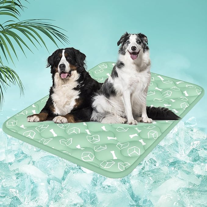 Rywell Dog Cooling Mat 2.0, Nature Green,59" x 40" Thick & Durable Cooling Mat for Extra Large Dogs, Long-Lasting Cool with Waterproof & Color-Changing Arc-Chill Tech (Q-Max>0.5) Washable& Non-Toxic