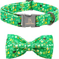 Lionheart glory Dog Bow Collar St. Patrick's Day Dog Collar for Medium Dogs, Adjustable Green Collars Lucky Clover Shamrock Dog Collar with Bowtie Pet Collar Bows