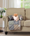 Brilliant Sunshine Quilted Calming Dog Bed Mat, Removable Washable Cover, Cushion Protector and Couch Covers for Dogs, Pets, Cats, Small, Latte Grey Paris and Toile Floral Patchwork