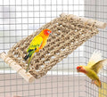 FlidRunest Conure Ladder Perch for Cage, Bird Seagrass Ladder Bridge Exercise Stands, Natural Hand-Woven Parrot Net Climbing Chewing Hammock, Cage Accessories for Lovebird Conure Budgie Parakeet