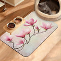 Pink Magnolia Feeding Mat,Vintage Flowers Absorbent Quick-Dry Cat Dog Food and Water Bowl Mats,Non-Slip Rubber Backing Mat,Cat Dog Accessories Supplies 16" x 24"
