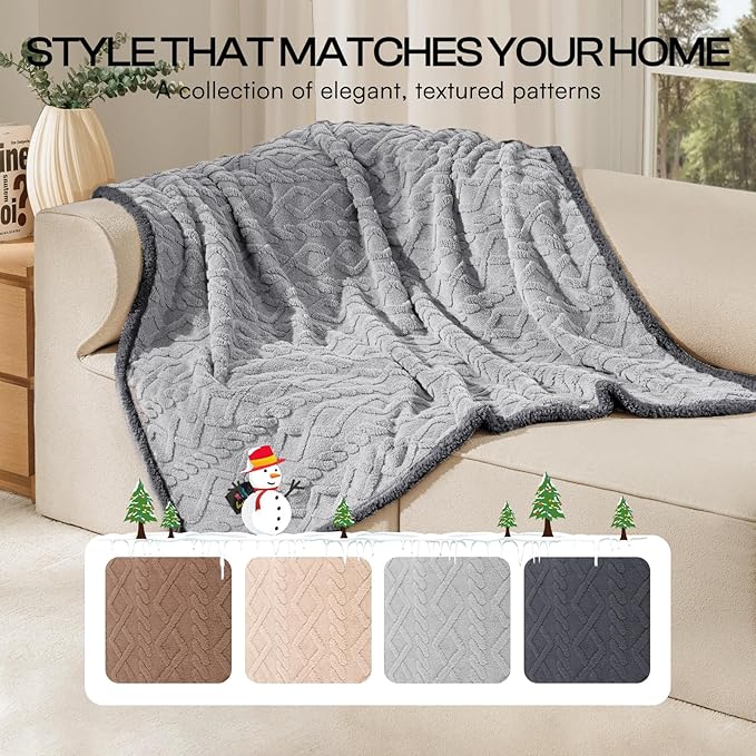 Luciphia Waterproof Pet Blanket, Liquid Pee Proof Dog Blankets for Sofa Bed Couch, Reversible Sherpa Fleece Furniture Protector Cover for Small Medium Large Dogs Cats,Light Grey X-Large（85" x 57"）