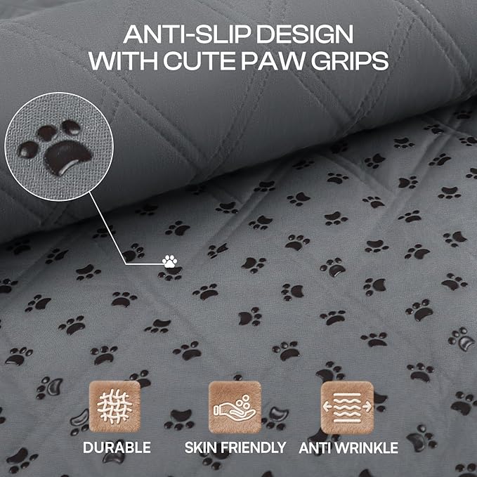 Luciphia 100% Waterproof Couch Cover Blanket for Dogs Anti-Slip Pet Couch Protector Sofa Mat Puppy Cat with Non-Slip Bottom, Grey, 40x50 Inch