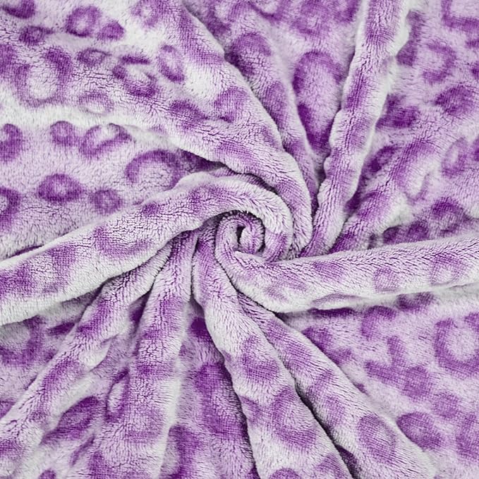 Bnuitland Purple Leopard Print Flannel Throw Blanket, 300 GSM Double Sided Fuzzy Fluffy for Bed Sofa Couch Travel, Super Soft Lightweight Cheetah Print Blanket for Adultsa and Kids, 50×60 inch