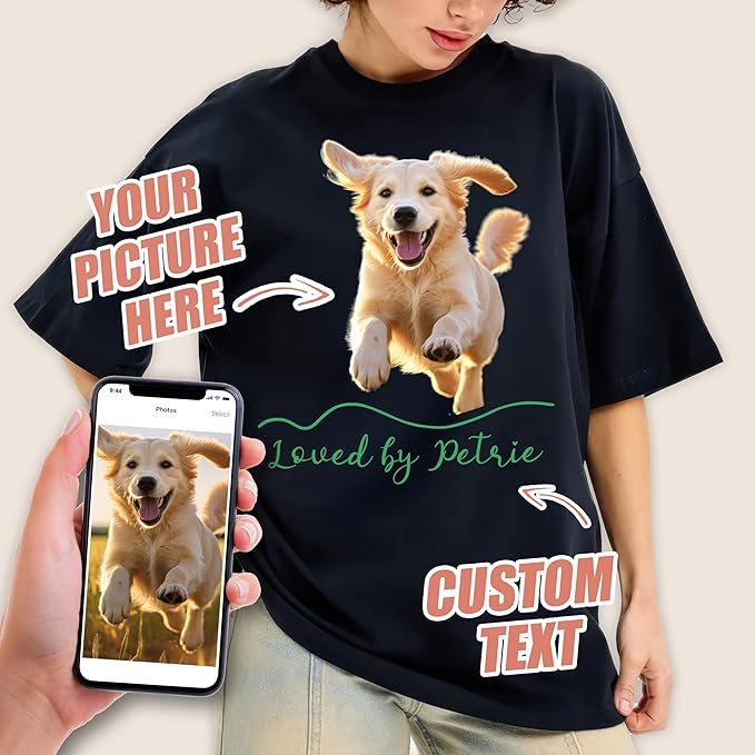 H-DEWALL Custom Shirts Custom Bootleg Rap Shirt for Him Custom Face Shirt with Photo Pet Custom Tees Gift for Dog Cat Lover