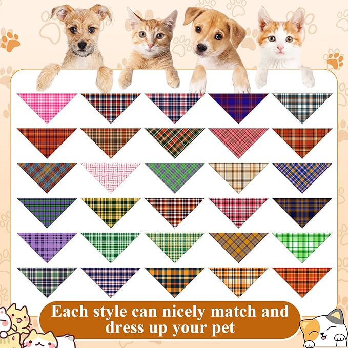 Sanwuta 120 Pcs Stripe Dog Bandanas Bulk Bandanas for Doggies Adjustable Washable Pet Triangle Scarf Stripe Pattern Dog Scarf for Small and Medium Dogs, 30 Style