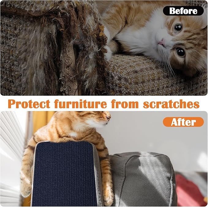 Cat Scratch Furniture Protector - 40" x 13.8" Trimmable Self-Adhesive Cats Claws Scratch Pads, DIY Cat Climbing Couch Protector for Scratch Post Cat Tree Replacement Indoor (Dark Blue)