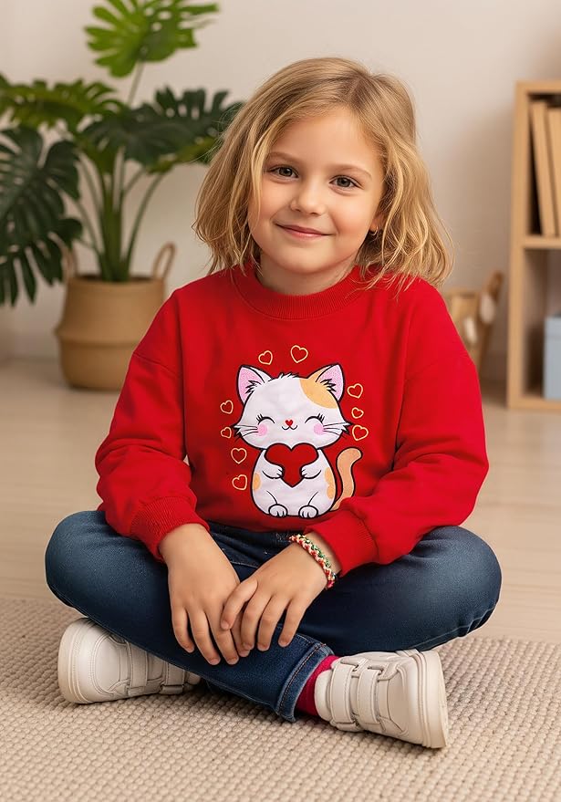 Toddler Baby Girls Cotton Sweater, Long Sleeve Crewneck Sweatshirt Pullover Kids Warm Clothing for Fall Winter