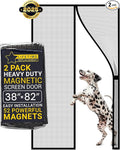 Flux Phenom Magnetic Screen Door (2 Pack) - Bugs Out, Breeze in - 9min Install Auto-Sealing Heavy Duty Double Stitched Mesh, Hands Free Sliding & Patio Doors Net, Pet & Kid Friendly, 38 x 82 Inch