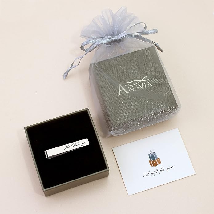 Anavia Pet Portrait & Handwriting Cufflinks Tie Clip Gift Box Set, Personalized Sketch Style Photo Engraving Men's Jewelry Accessories for Father Dad Brother Boyfriend Husband Wedding Birthday Gift