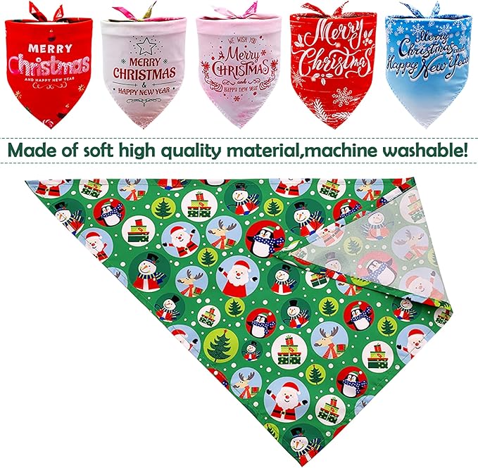30 Pcs Christmas Happy New Year Dog Bandanas Bulk for Small Dogs Stitch Dog Bandanas Party Grooming S