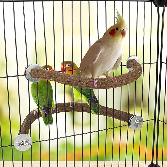 Rypet Parrot Natural Wood Stand Perch, Swing U Shape Natural Parrot Perch, U Shape Bird Chewing Stand Stick, Bird Cage Accessories for Parakeet, Conure, Cockatiel, Budgie, Lovebirds,Amazon Parrots