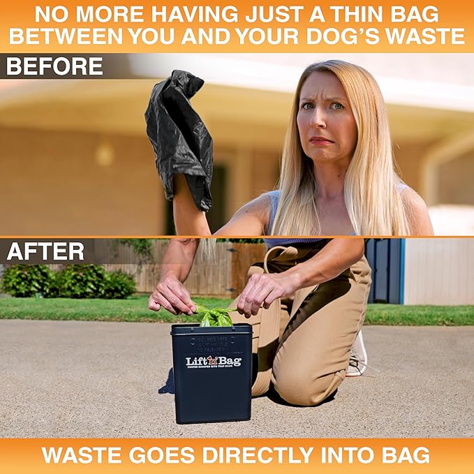 Neater Pet Brands Lift N’ Bag 2.0 Dog Pooper Scooper with Bag Attachment for Small to Large Dogs, New & Improved Design, 195 Refill Bags, Heavy Duty Dog Poop Scooper for Yard & Walks, One-Hand Use