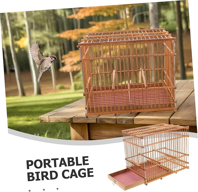 Lightweight Bird Cage Portable Woven Bird Carrier for Small Birds Stylish Outdoor Travel Accessory for Budgies Parakeets and More Durable Design for Everyday Use