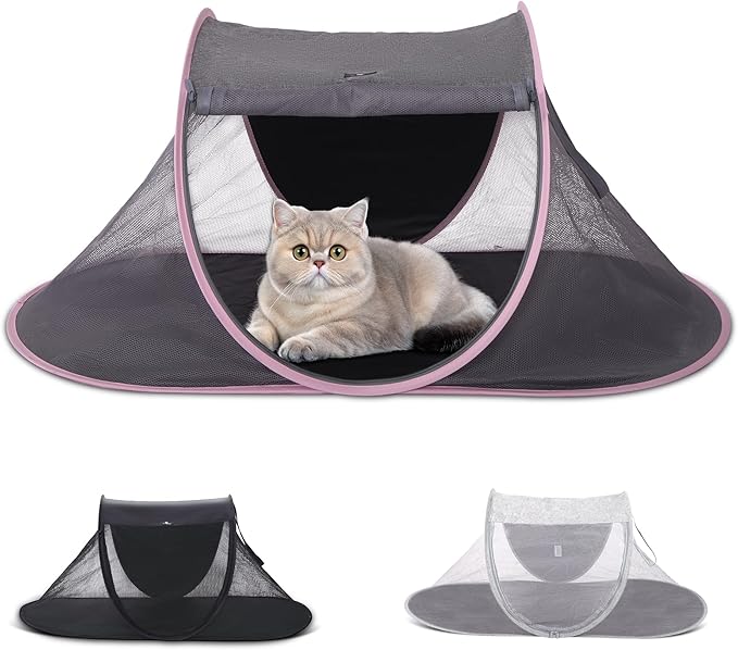 X-ZONE PET Outdoor Cat Tent, Pop Up Cat Playpen, Pet Enclosure Suitable Birds and Small Animals Pink