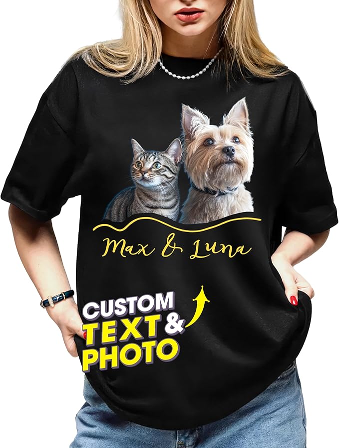 H-DEWALL Custom Shirts Custom Bootleg Rap Shirt for Him Custom Face Shirt with Photo Pet Custom Tees Gift for Dog Cat Lover