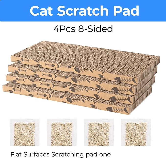 Mini Cat Scratching Board 4pcs Brown Cardboard Cat Scratcher Scratch Pad for Indoor Cats