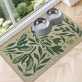 SHIYUE Dog Food Mats for Floors, Absorbent Cat Bowl for Food and Water, Non-Slip Accessories Pet Supplies(16"x24",Green Flower Bird)