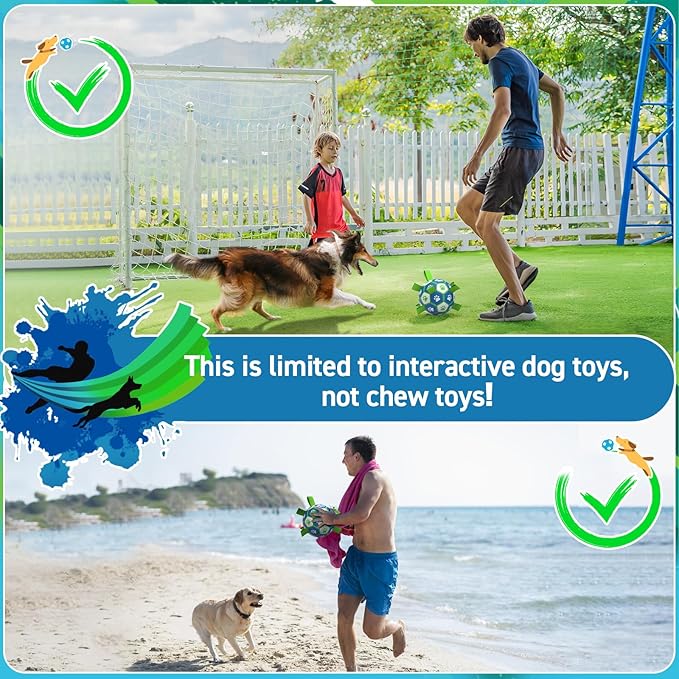 QDAN Dog Toy Balls, Dog Soccer Ball with Straps, Outdoor Dog Toys, Pet Training Soccer for Medium Large (6 Inch)
